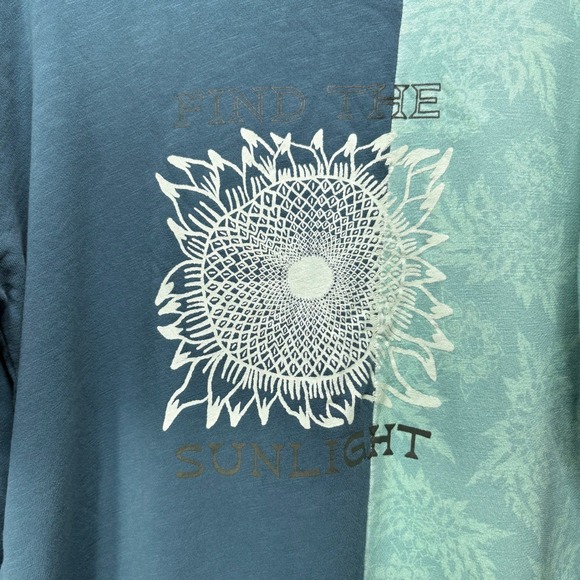 Anthropologie Sun Keep Daydream Sunflower Sweatshirt Womens M Blue Teal Art Boho - Picture 2 of 14
